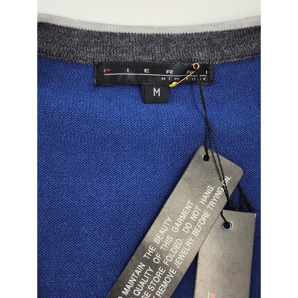 Cardigan Sweater by Pierri New York, Blue Cardigan with Bling Trim, Med - Picture 6 of 10